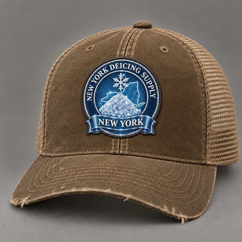 New York Deicing Supply trucker hat with state badge